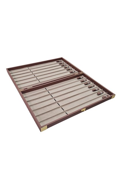 14-Piece Prayer Beads Box (Wooden Case) with Faux Leather Gilded Strips 26X42 cm