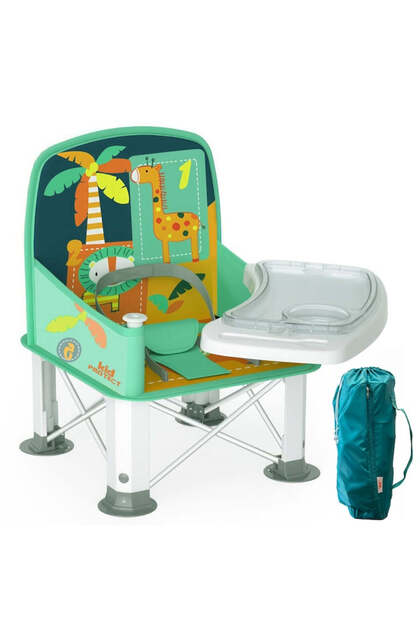Scaun de Masă Portabil Easy Mom – 2 în 1, Pliabil, Tavă Dublă, Buzunare, Multicolor