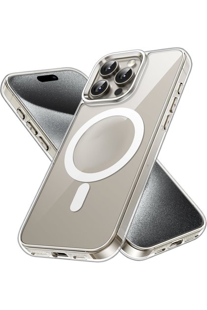 Apple iPhone 15 Pro Kılıf Magsafe Şeffaf Kılıf Kablosuz Şarj Özellikli Darbeye Dayanıklı Kapak