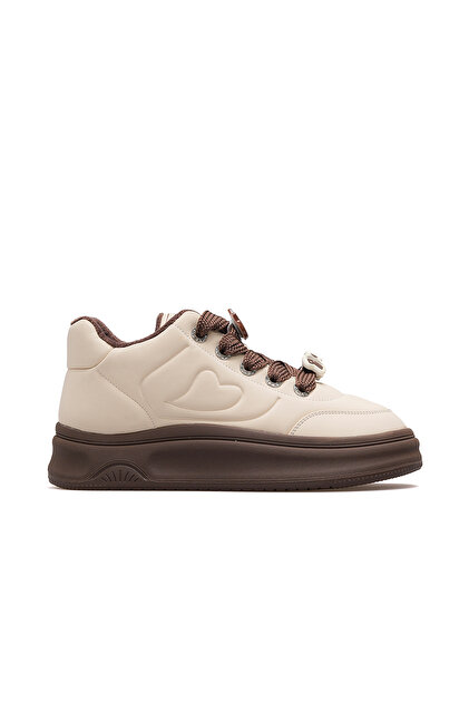 Women's Emoji Ornament Detailed Sneaker Casual Shoes 25K 25K421 Z Brown