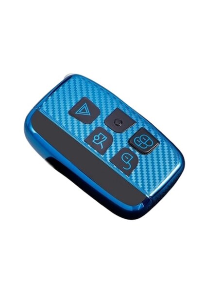 Carcasă cheie carbon albastru pentru Land Rover LR4 Range Rover Sport Evoque Jaguar XF XJ XJL F-Pace