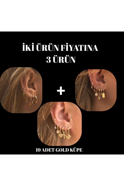 Stella Ve Sabina 19’lu Gold Küpe Seti