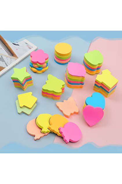 Karışık Şekilli Renkli Yapışkanlı Not Kağıdı 1 Adet Sticky Note - Şekilli Kırtasiye Ofis Malzemesi