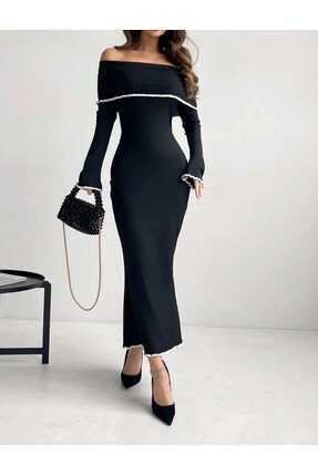 long sleeve black dress knit Valerie Ribbed Knit Long Sleeve Maxi Dress (Black) – La Belle Boutique main image 0