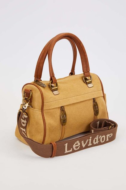 Quality Canvas Fabric Long Strap Medium Size Women's Hand and Shoulder Bag 930386