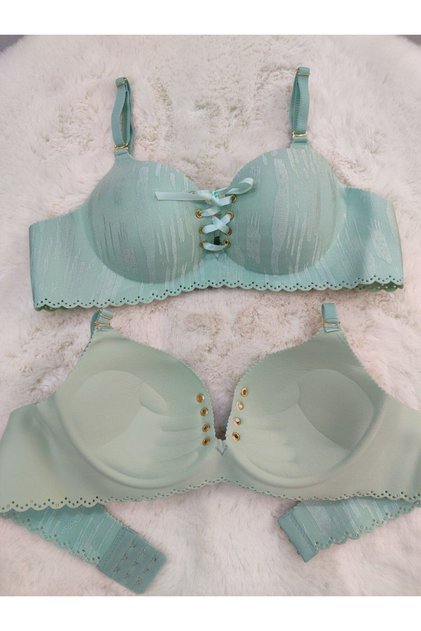 Women's Laser Cut Seamless Padded Wire-Free Front Tie Bra