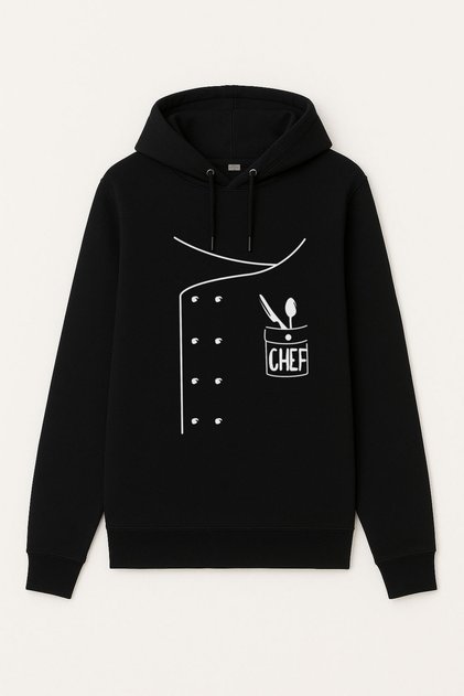 Chef Chef Printed Adult Black Hooded Hoodie Sweatshirt Hoodie