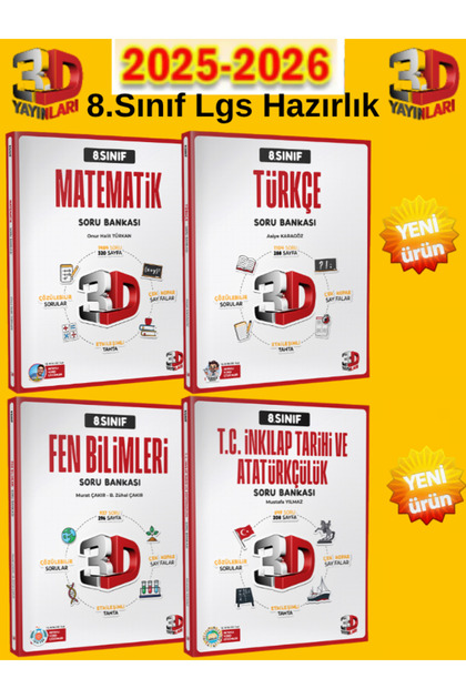 Karma Kitaplar 3D Yayınları 2025-2026 8.Sınıf Lgs Hazırlık Tüm