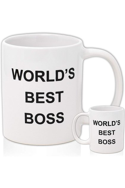 Alpha Awards Coffee Mug World's Best Boss Double-Sided Print Ceramic 11oz for Office