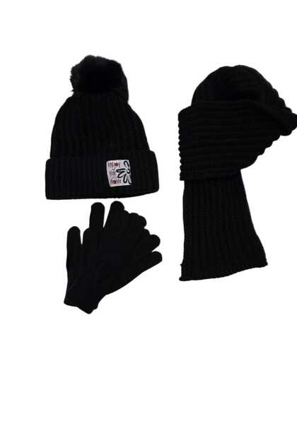 9-15 Years Old Girl Scarf Beret Glove 3 Piece Set