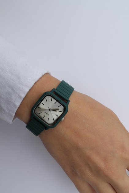 Beige Cord Strap Square Dial Women's Wristwatch