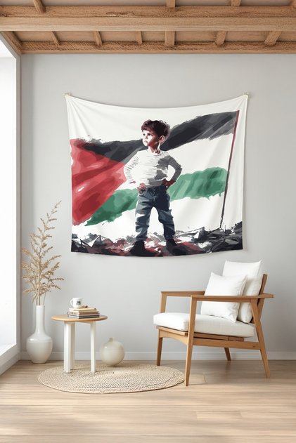 Palestinian Children Wall Covering Film Themed Quality Fabric Room Decor Tapestry Wall Carpet