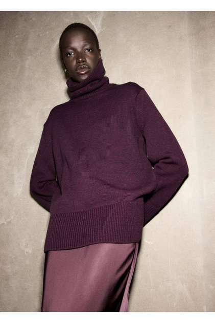 Turtleneck Sweater with Slit Detail