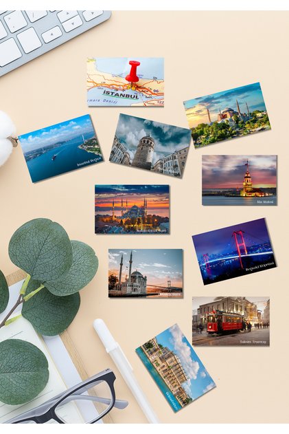 İstanbul Magnet Seti 10 Adet 6x8,5 Cm Fotoğraf Baskı Kalitesinde Mıknatıslı
