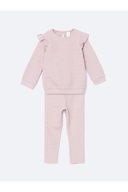Crew Neck Printed Long Sleeve Girl's Pajama Set