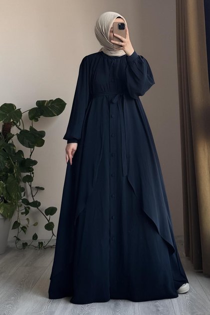 Kat Detaylı Ferace-Siyah