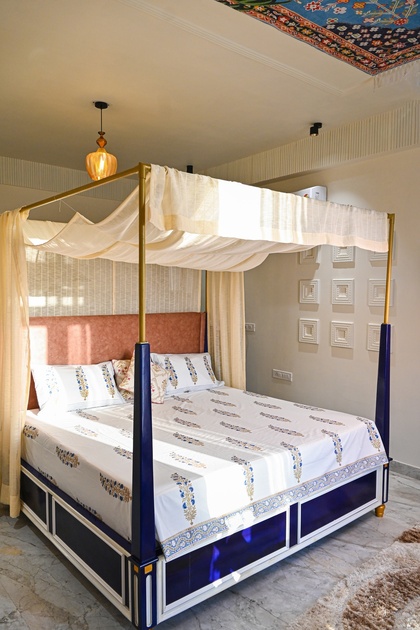 Heritage Block Print 100% Cotton Percale Bedsheet with 2 Pillowcases
