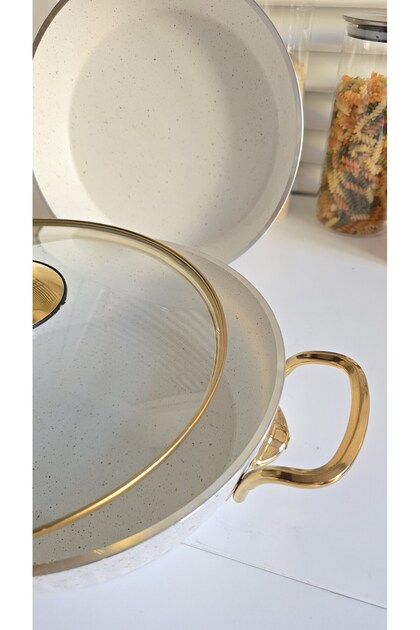 Granite 2-Piece Pot and Pan Set (26 Basin-26 Pan) Gold Series