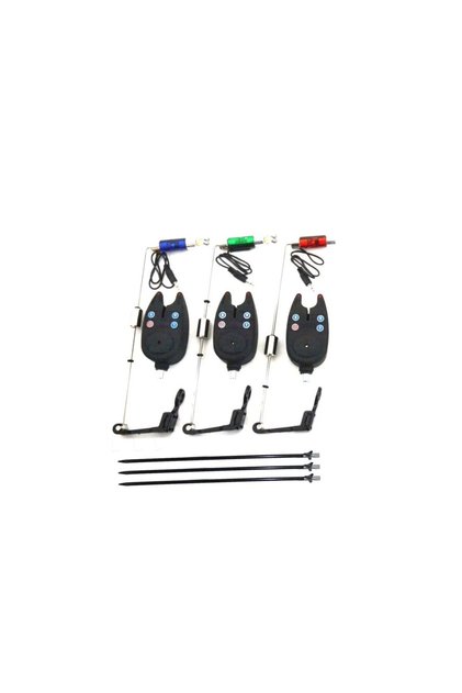 Set 3 avertizori pescuit + 3 swingere cu led si 3 suporti