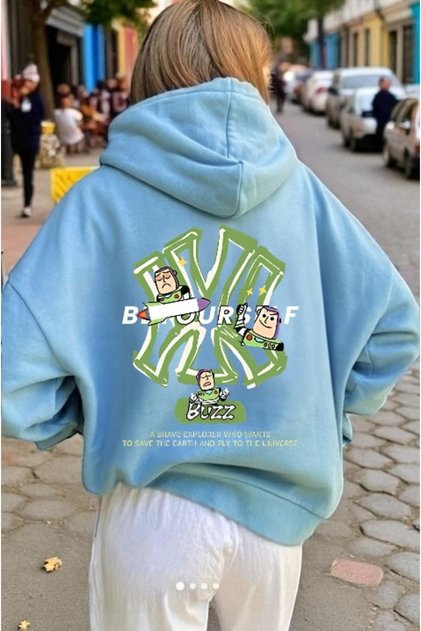 Unisex Buzz Ny Colorful Custom Printed Cotton Oversize Hooded Sweatshirt