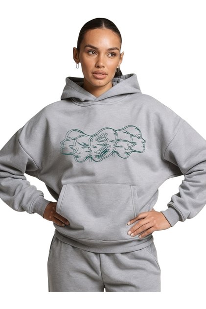 Unisex Face Color Custom Printed Cotton Oversize Hooded Sweatshirt