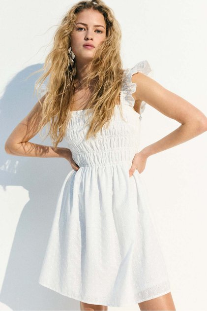 Smocked broderie anglaise dress