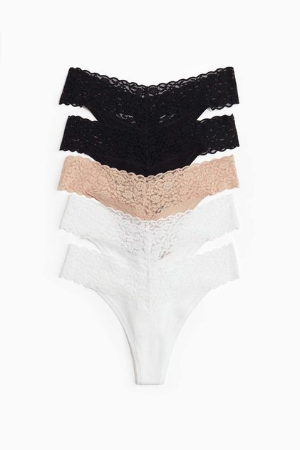 5-pack lace thong briefs