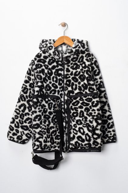 Sırt çantasına dönüştürülebilir unisex peluş çocuk mont hırka