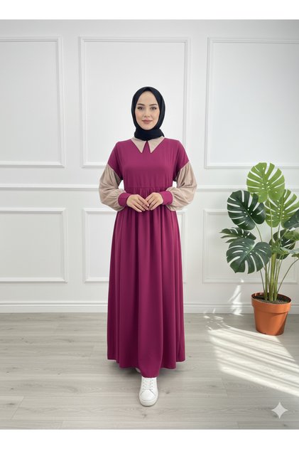 Double Colored Robali Medina Silk Tesuture Dress