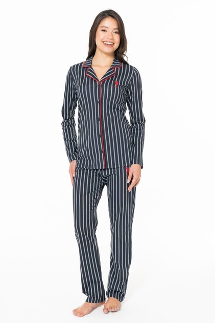 Women's Long Sleeve Striped Shirt Pajama Set S26138 Comfortable Breathable Fabric
