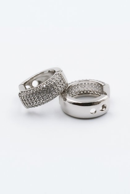 Zircon Stone Xuping Hoop Earrings - Silver Color Anti Allergic Earrings