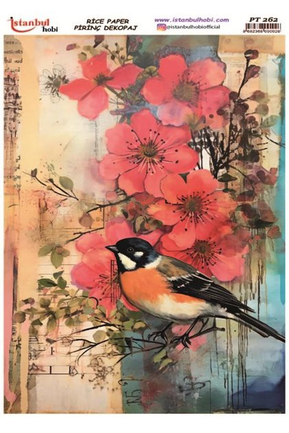 Brass Decopage Paper 30X42Cm Pt-262 Bird Flower