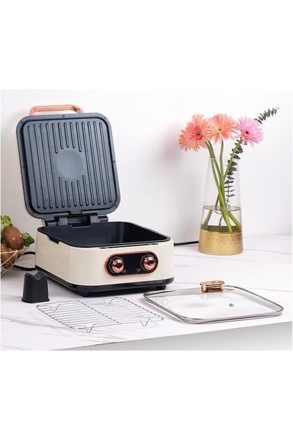 4-in-1 Electric Baking Pan Sandwich Waffle Eggette Maker Portable Cooking Non-Stick Coated