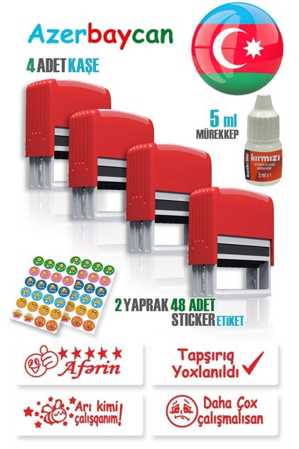 Teacher's Seal 4 Pieces + 5 ml Ink + 2 Sheets of Sticker Labels