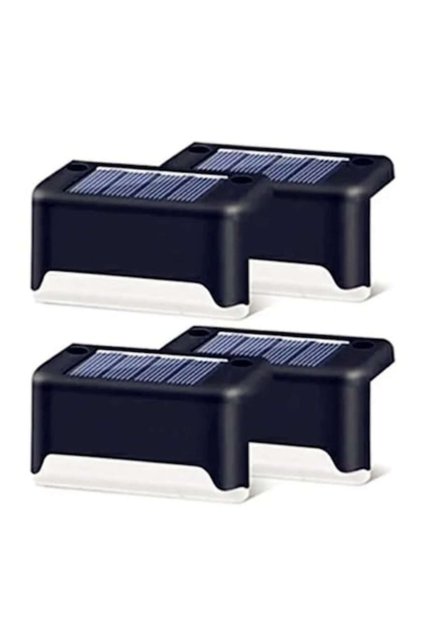 Set 4 lămpi solare pentru gard exterior/scări, lumină caldă