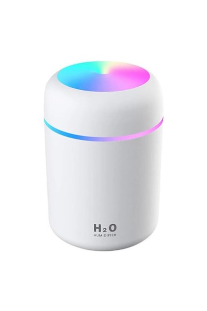 Umidificator de aer, difuzor de aromaterapie cu lumină LED, lumânare parfumată, alb