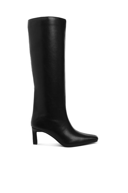 Women Kitten Heel Long Boots in Black