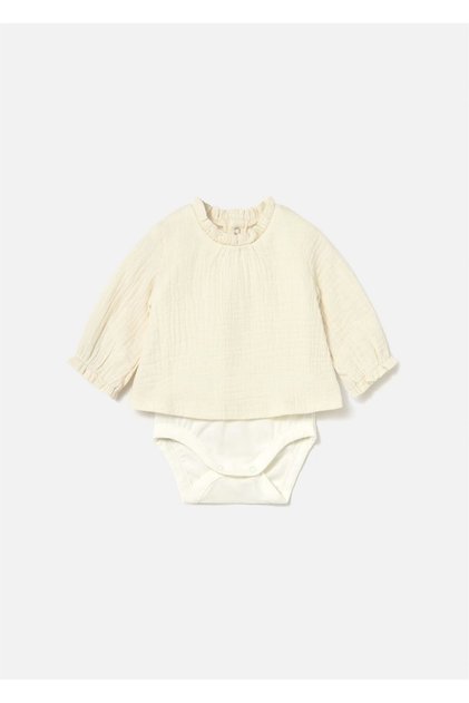 Baby Girl Muslin Jumpsuit Cream 2723