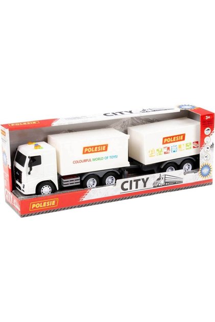 City-2 Sürtmeli Çift Dorse Tır Işıklı Sesli Beyaz Kabin Kutuda 96388