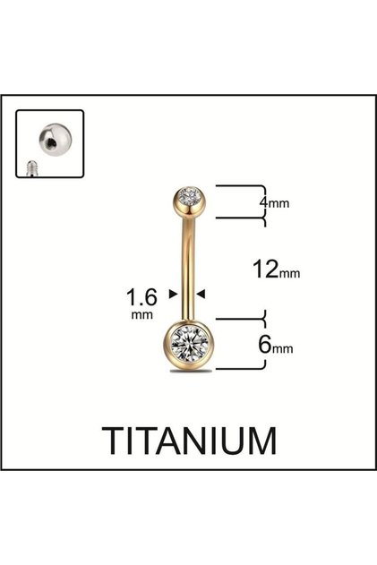 Yüksek Kalite G23 Titanium Çift Taşlı Titanyum Göbek Piercingi