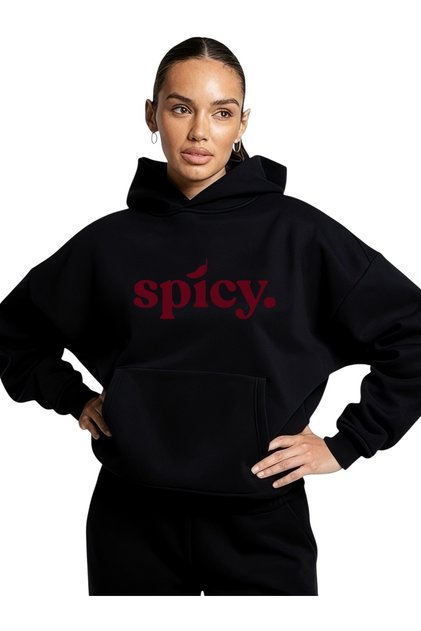 Unisex Spicy Pepper Colored Custom Printed Cotton Oversize Hooded Sweatshirt