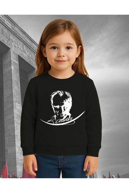 Unisex Crescent and Star 19 May 29 October 23 April 10 November Atatürk Children's 3 Thread Raised Sweatshirt