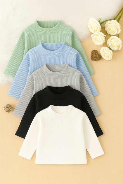 Girls Boys Children's Undershirt Half Fisherman Thin Sweater Camisole Set of 5