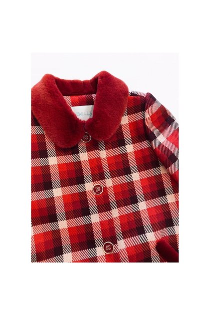 Girl's Plaid Long Cashmere Jacket - Red