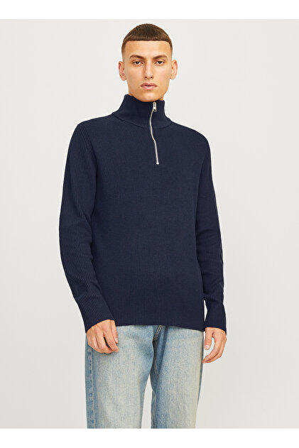 Jack & Jones Bisiklet Yaka A-Form Fit Lacivert Erkek Kazak