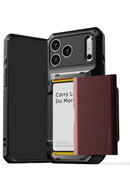 Damda Glide Pro for iPhone 17 Pro MAX case wallet slider card Slot 4 cards Metallic Red