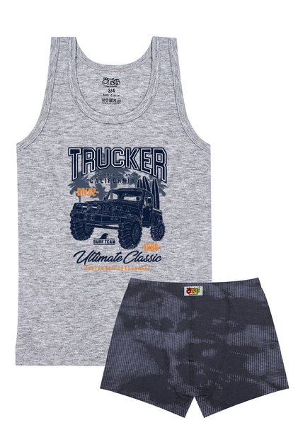 Boy's Tank Top Boxer Lycra Gray Trucker (96% Cotton - 4% Elastane)