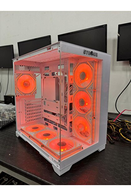 Strong Dragon 7x 120 mm Fanlı ARGB Kumandalı ATX Akvaryum Beyaz