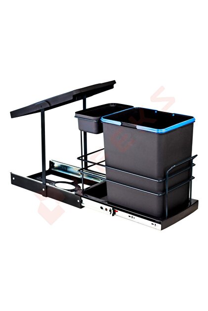 Pyramith Antrasit 16+1 Litre Teleskopik Raylı Çöp Kovası (P-9155)