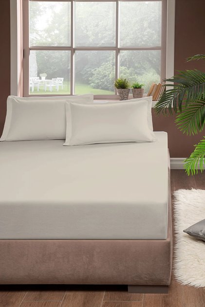Cotton Fitted Sheet 100X200 Beige